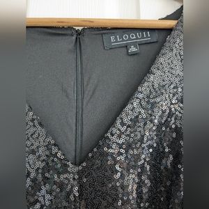 Black Sequin Jumpsuit with Velvet Tie Belt